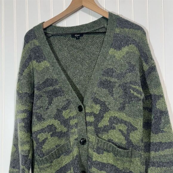 Rails Runi Green Camo Alpaca Wool Blend Cardigan Sweater Small Grunge Cozy - Picture 4 of 10
